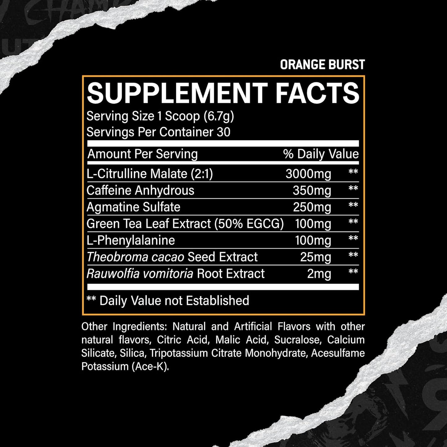 RUCK NUTRITION Rage Pre-Workout Supplement - 30 Servings for Energy Boost and Pump Enhancement with Citrulline, Caffeine, and Green Tea Leaf - Orange Burst Flavor