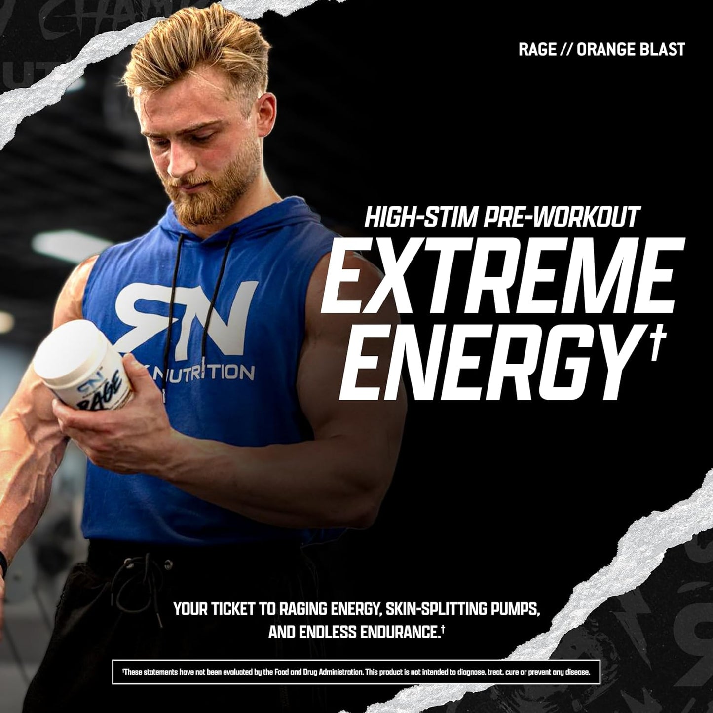RUCK NUTRITION Rage Pre-Workout Supplement - 30 Servings for Energy Boost and Pump Enhancement with Citrulline, Caffeine, and Green Tea Leaf - Orange Burst Flavor