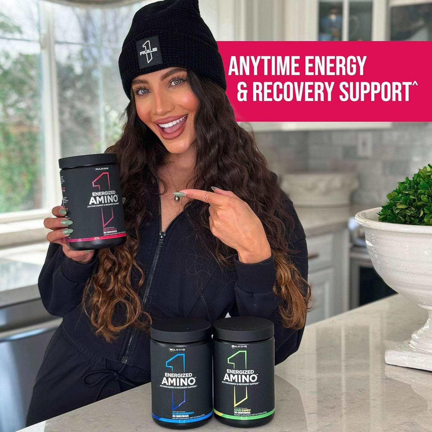 Rule 1 Energized Amino: BCAA Energy and Recovery Support (Sour Candy, 30 Servings)