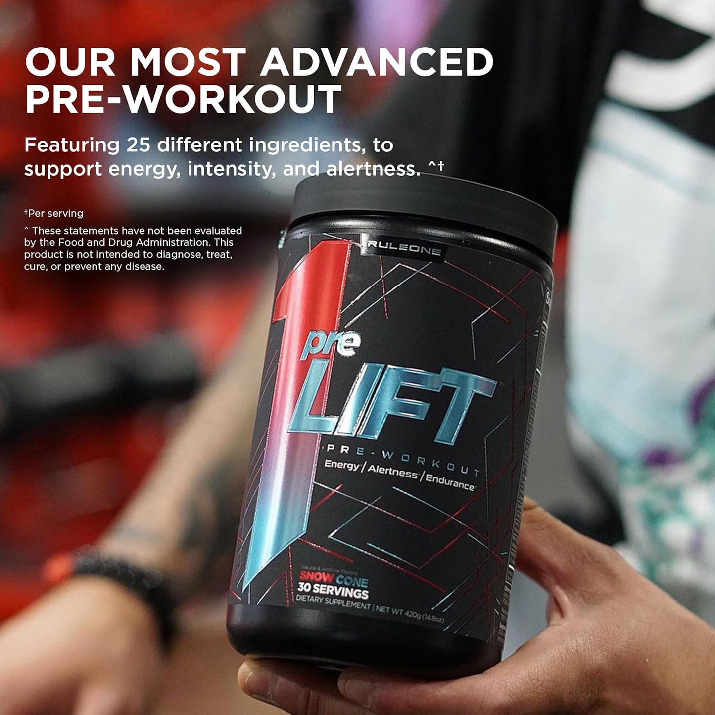 Rule 1 preLIFT Pre-Workout Supplement - Energy, Alertness, & Endurance Booster with 6g Citrulline, 3.2g Beta Alanine, 3 Caffeine Sources + 20 Others (30 Servings, Mandarin Mango)