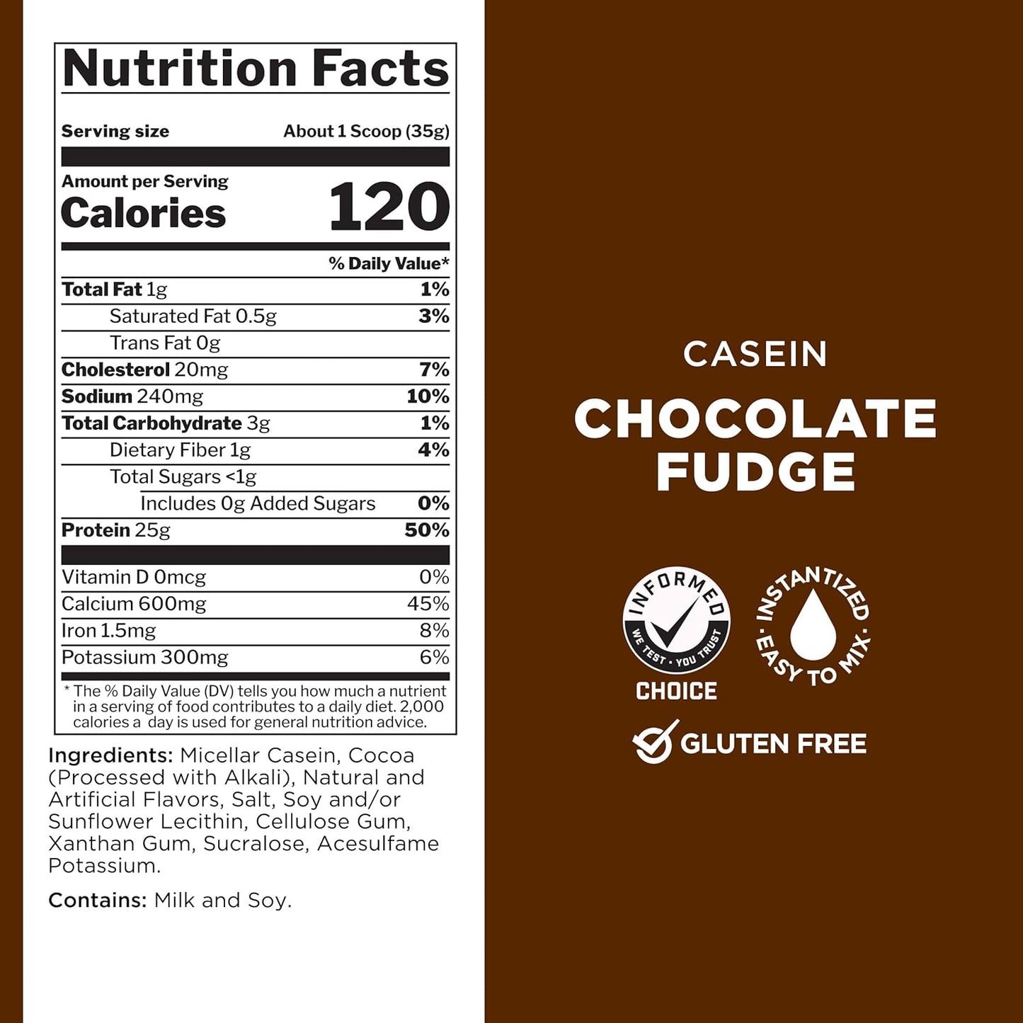 Rule 1 Proteins Casein: Premium Micellar Slow-Release Protein for Overnight Muscle Recovery (2 lbs, Chocolate Fudge)
