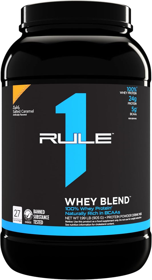 Rule 1 Proteins Lightly Salted Caramel Whey Blend - 2lbs, 24g Fast-Acting Whey Protein with EAAs and BCAAs