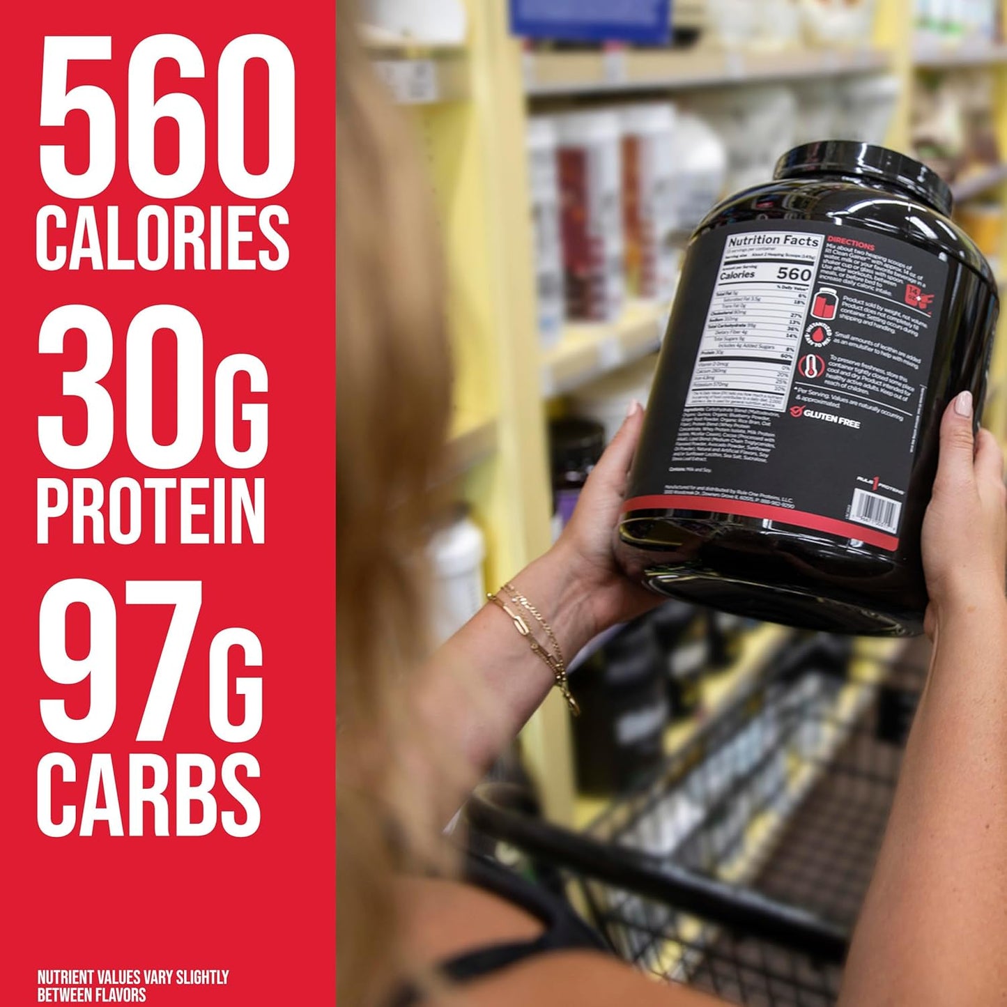 Rule 1 Proteins R1 Clean Gainer: High-Protein Lean Gain Formula - 560 Calories, 30g Protein, 90g Carbs, Low Fat - Cookies & Crème - 30 Servings