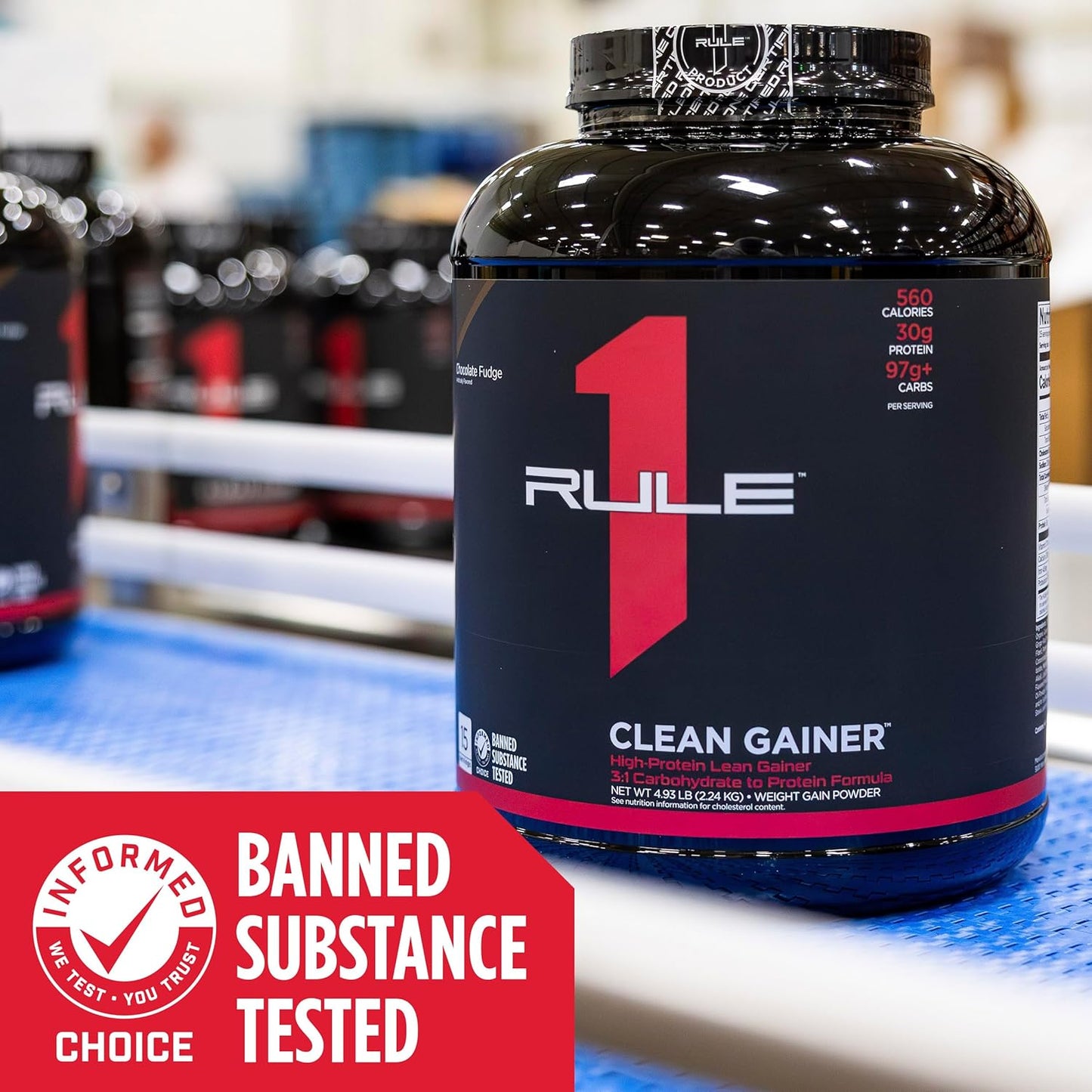 Rule 1 Proteins R1 Clean Gainer: High-Protein Lean Gain Formula - 560 Calories, 30g Protein, 90g Carbs, Low Fat - Cookies & Crème - 30 Servings