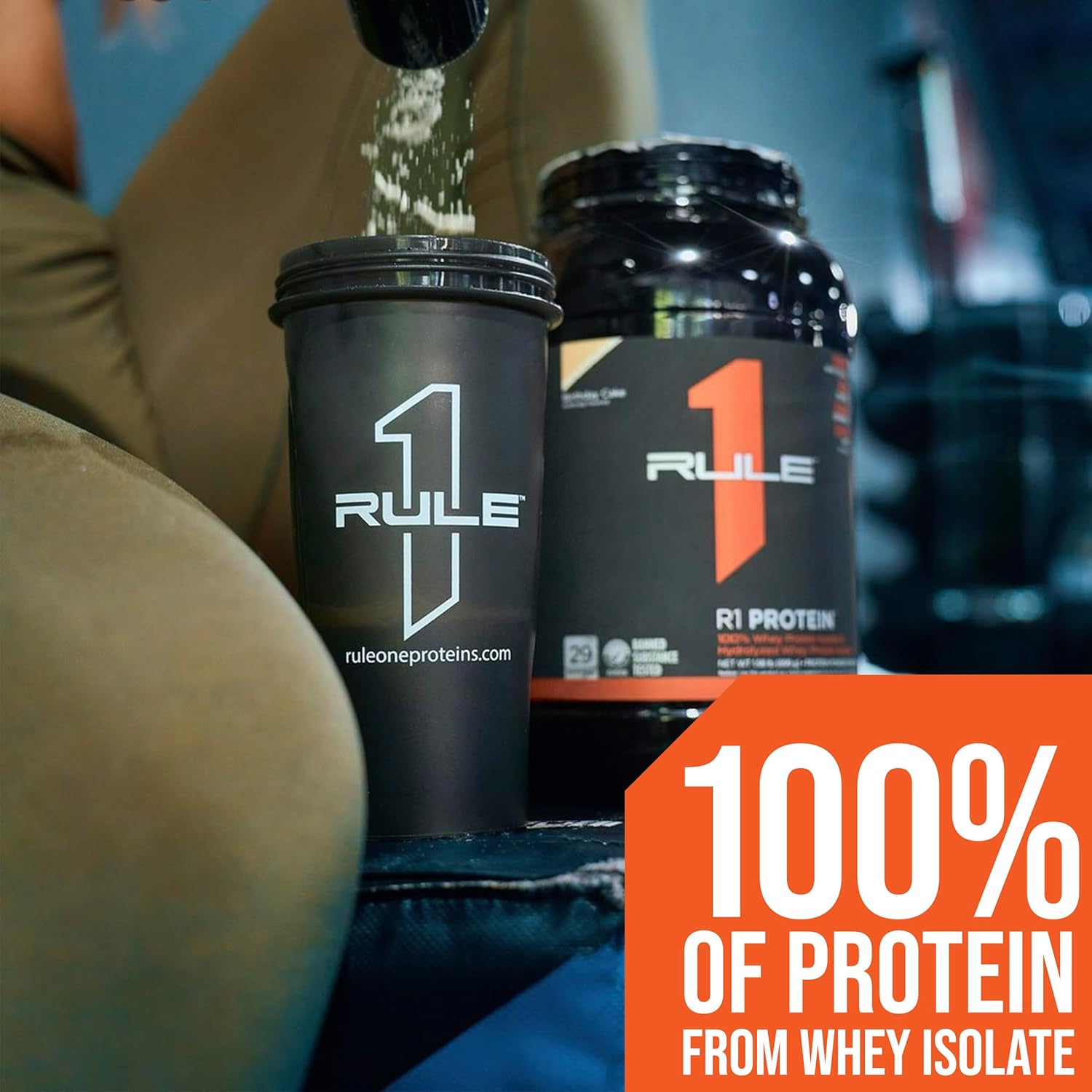 Rule 1 Proteins R1 Protein Café Mocha Flavor - 25g Isolate and Hydrolysate Protein Powder with 6g BCAAs for Fast-Acting Results (2 lbs)