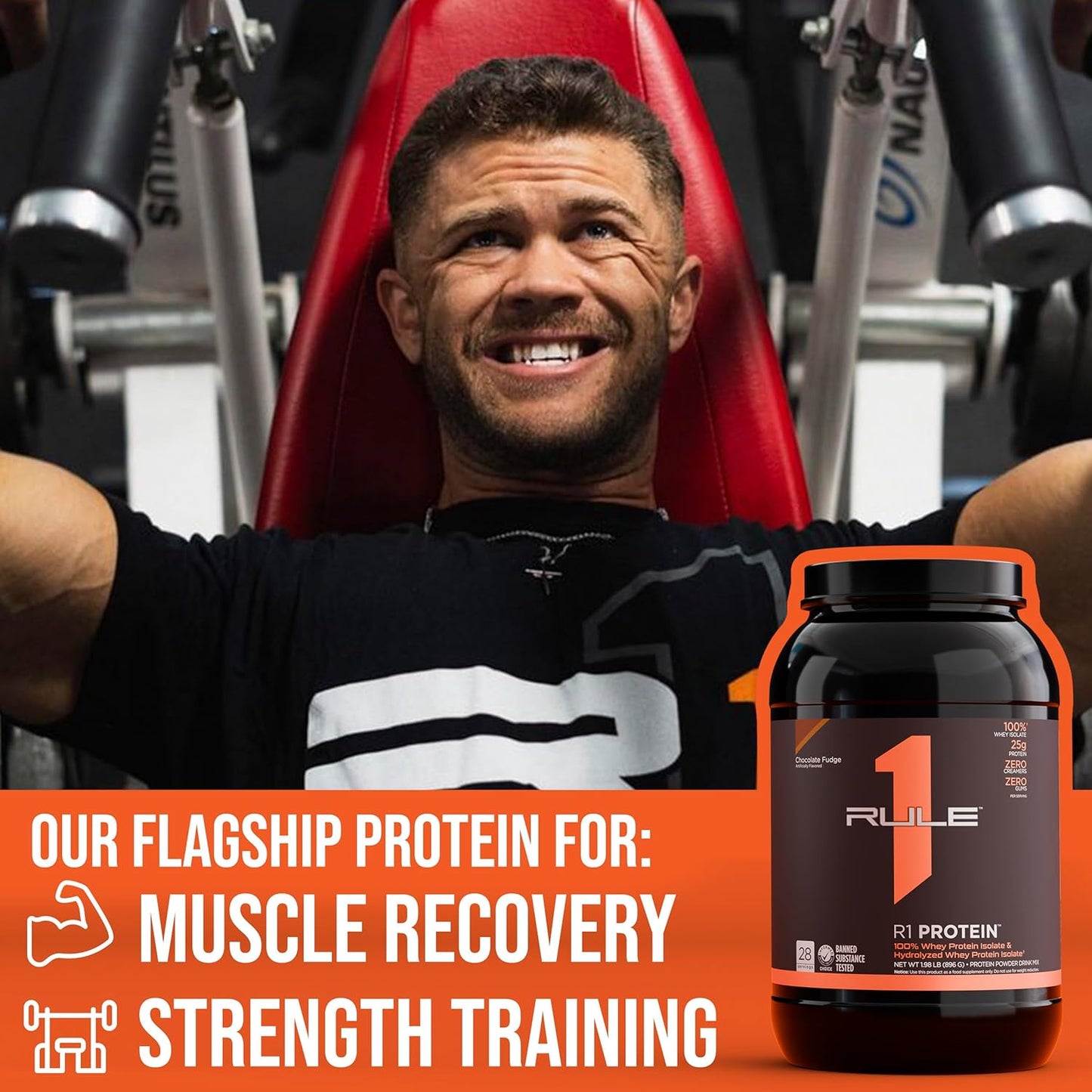 Rule 1 Proteins R1 Protein Strawberries & Creme 5lbs - 25g Fast-Acting Isolate & Hydrolysate Powder with 6g BCAAs for Muscle Growth & Recovery