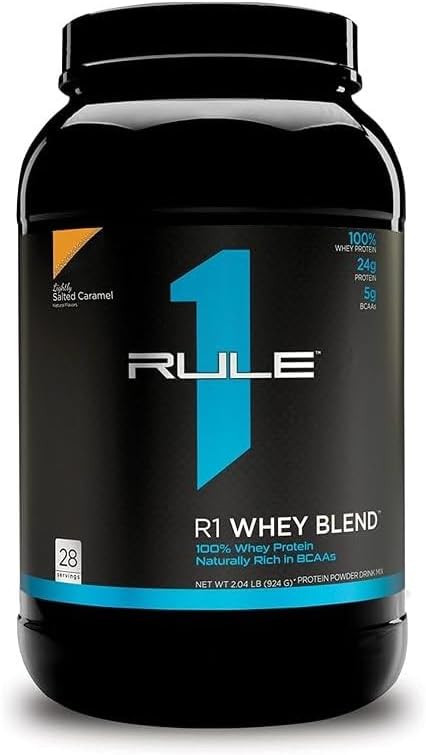 Rule 1 Proteins R1 Whey Blend, 28 Servings, Lightly Salted Caramel - High Quality Protein Supplement
