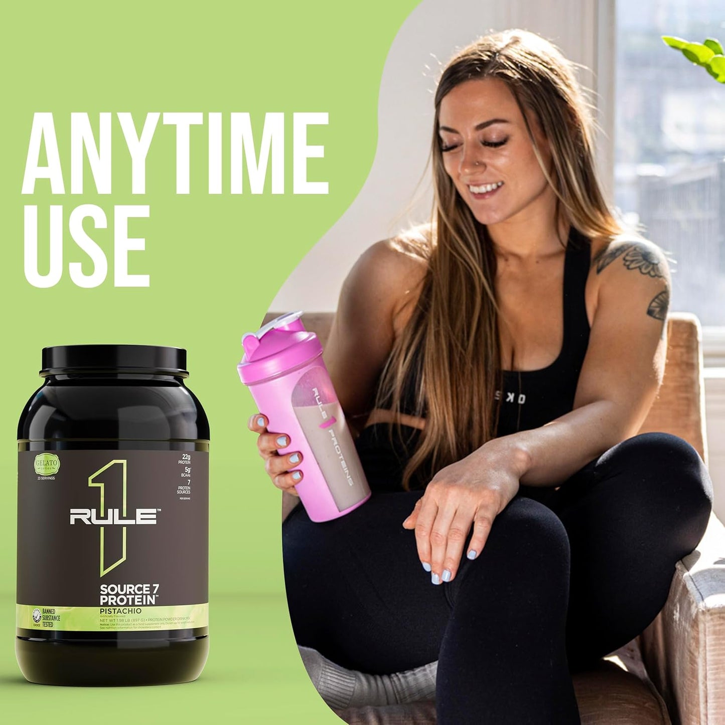 Rule 1 Proteins Source 7 Protein: Gelato Flavors, Smooth Texture, 22g Protein, 10g EAAs, 7 Premium Sources (5lb, Vanilla)