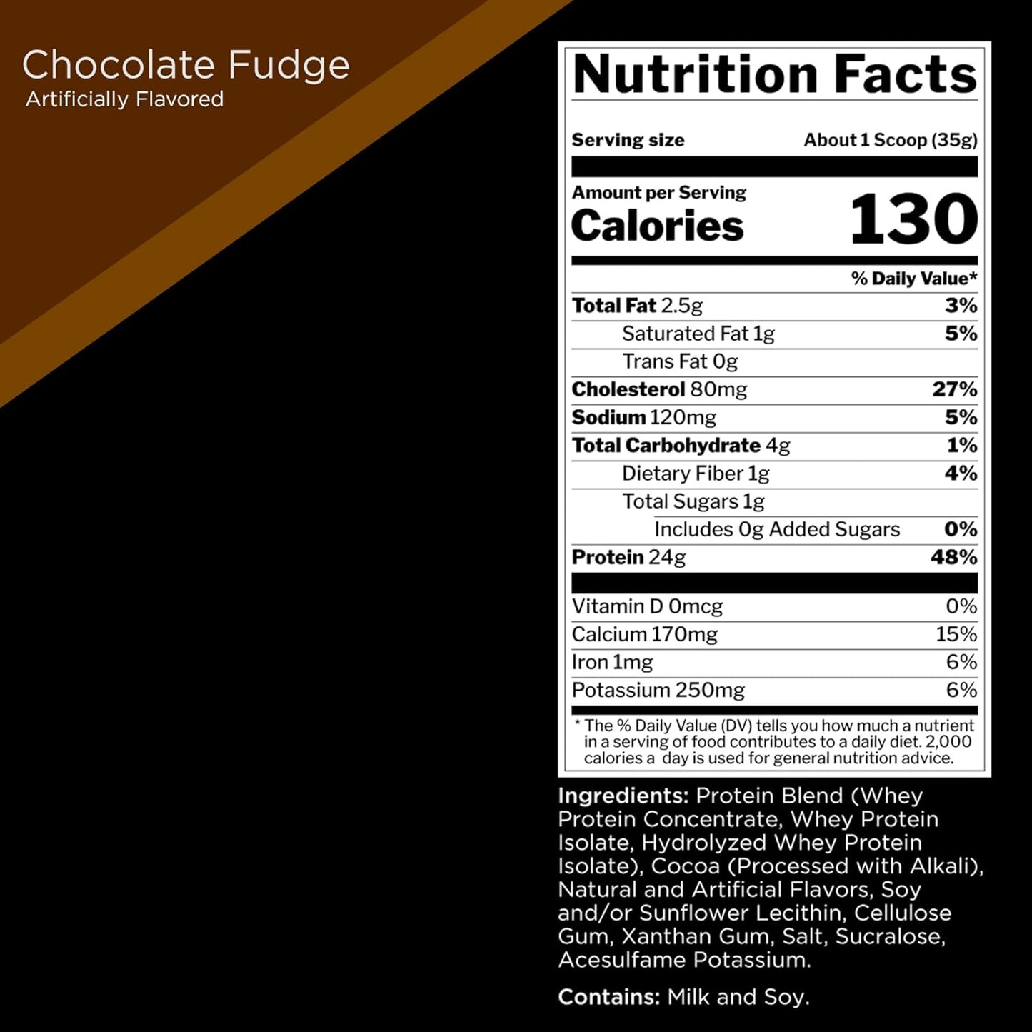 Rule 1 R1 Protein, Chocolate Fudge Flavor - 1.07 lbs Powder with 25g Whey Isolate & Hydrolysate + 6g BCAAs - 16 Servings