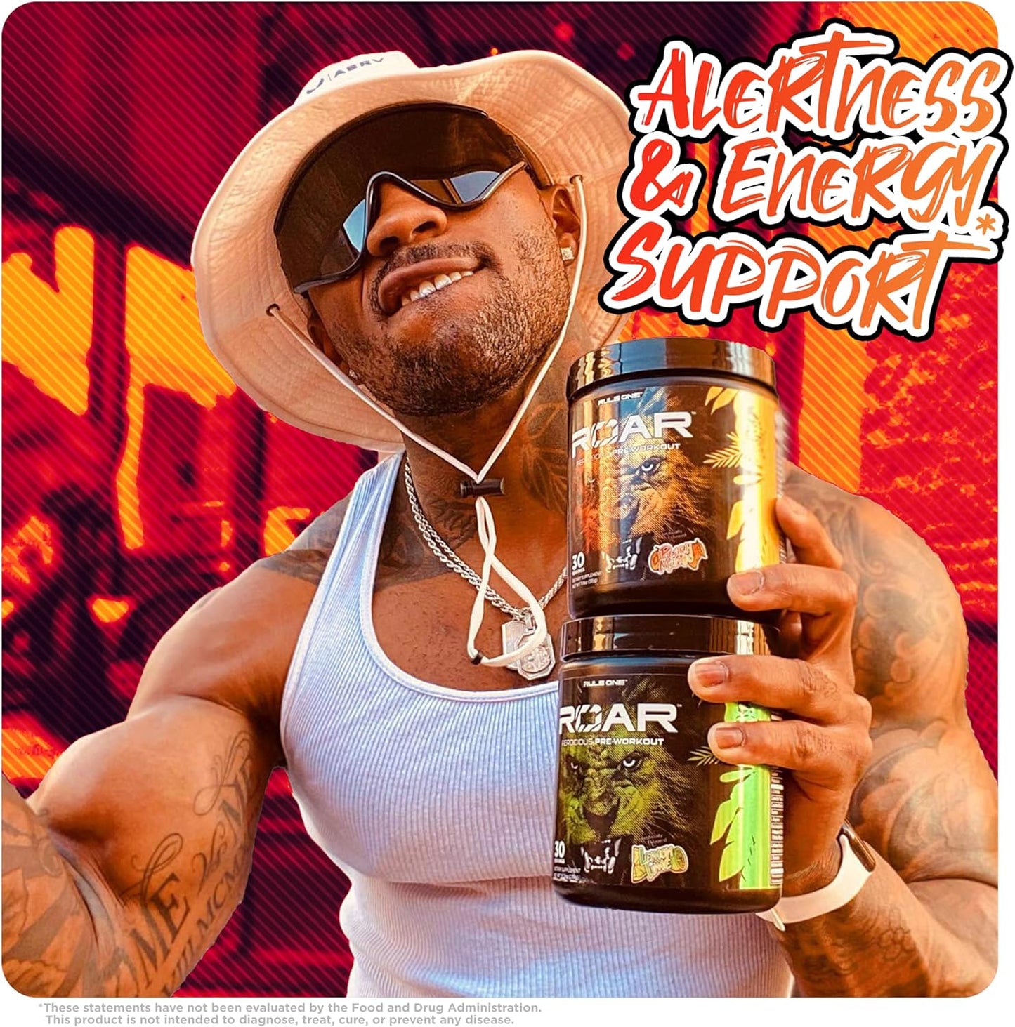Rule 1 R1 Roar Pre-Workout Powder - Creatine, Beta-Alanine, Citrulline, Electrolytes & Caffeine, Fruit Punch (30 Servings)