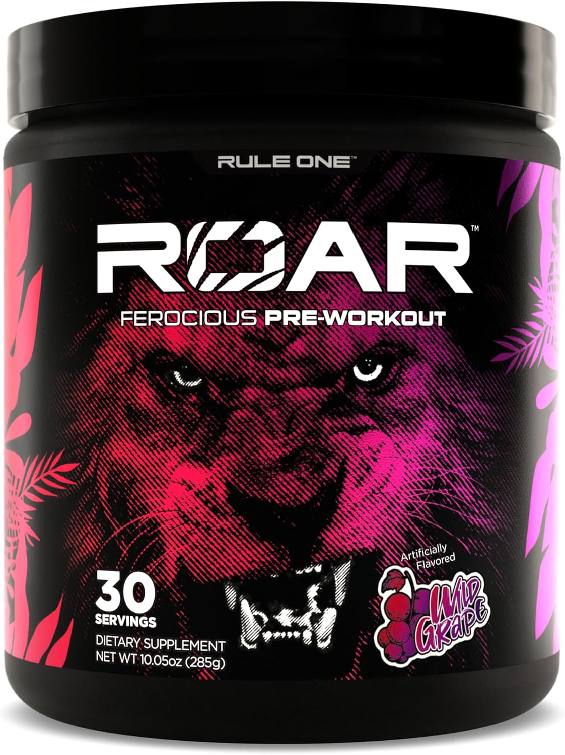 Rule 1 R1 Roar Pre-Workout Powder - Wild Grape Flavor with Creatine, Beta-Alanine, Citrulline, Electrolytes, and Caffeine - 30 Servings