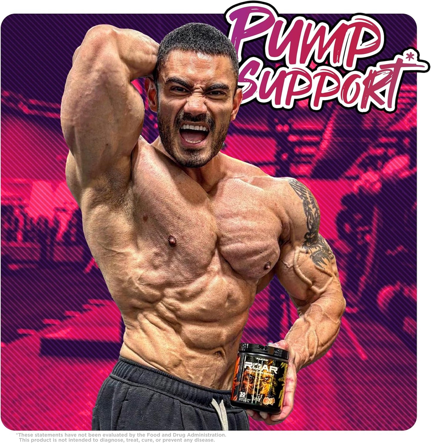 Rule 1 R1 Roar Pre-Workout Powder - Wild Grape Flavor with Creatine, Beta-Alanine, Citrulline, Electrolytes, and Caffeine - 30 Servings