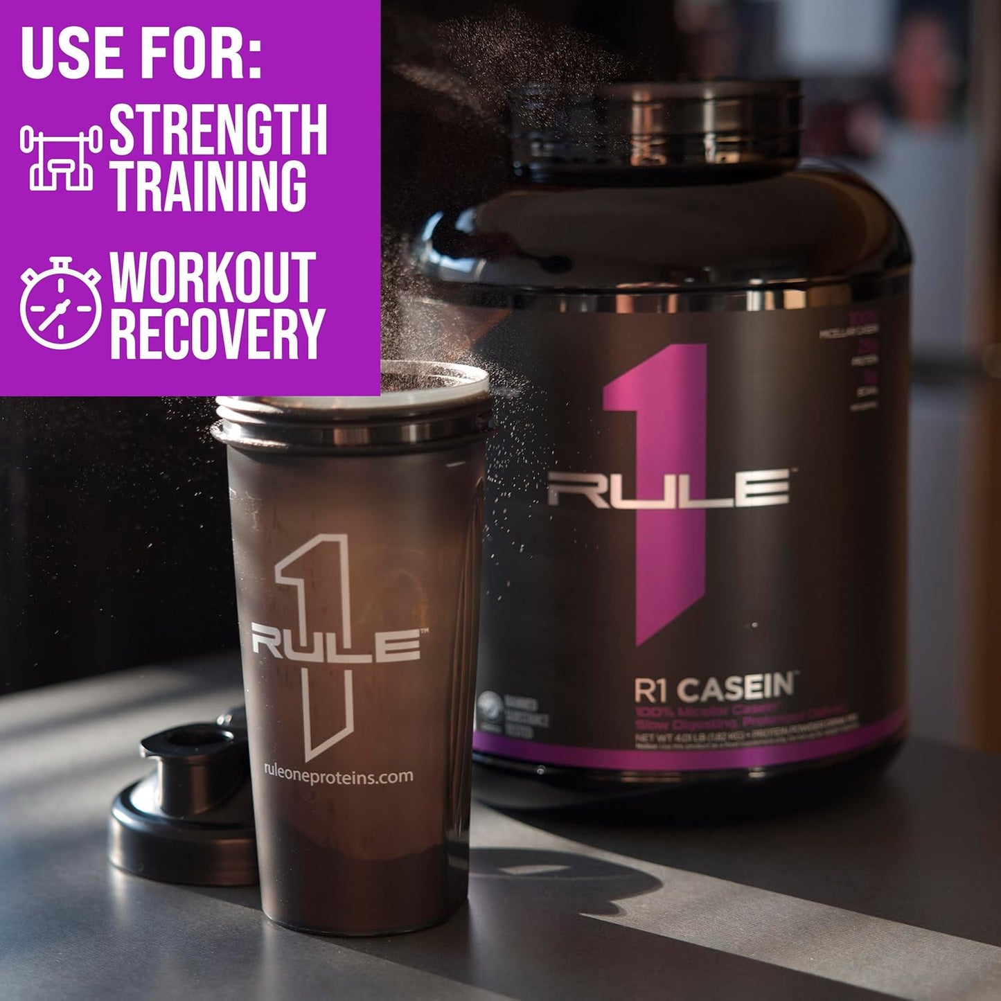 Rule One Proteins Casein - 25g Slow-Release Micellar Casein Protein for Muscle Recovery, Sustained Amino Acid Delivery (2lb, Chocolate Peanut Butter)