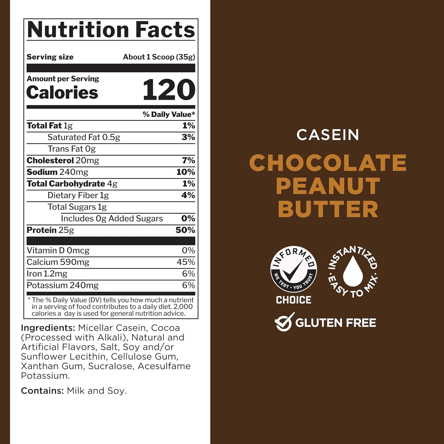 Rule One Proteins Casein - 25g Slow-Release Micellar Casein Protein for Muscle Recovery, Sustained Amino Acid Delivery (2lb, Chocolate Peanut Butter)