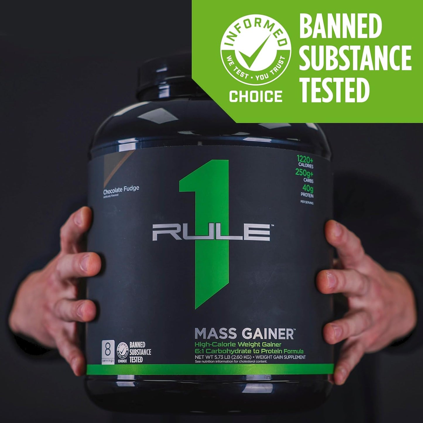 Rule One Proteins Mass Gainer Strawberries & Crème - High-Calorie Weight Gain Formula with 1,220+ Calories, 250g+ Complex Carb Blend, 40g All-Whey Protein, 8g Fat Per Serving - 6 Pounds, 8 Servings