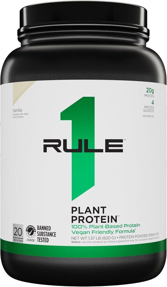 Rule One Proteins R1 Plant Protein Vanilla Crème - 20g Plant-Based Protein, Vegan & Paleo Friendly, Gluten Free - 1.5lb - 20 Servings