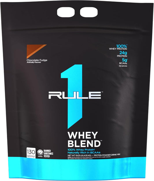 Rule One Proteins R1 Whey Blend Chocolate Fudge 10lbs - 24g Fast-Acting Whey Protein with EAAs and BCAAs