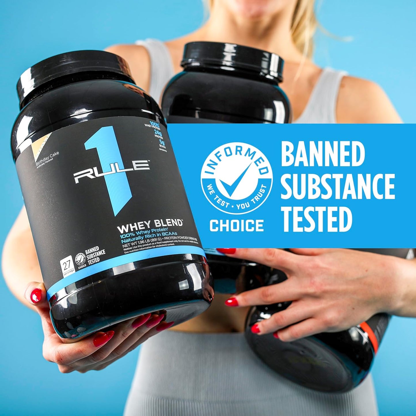 Rule One Proteins R1 Whey Blend Vanilla Ice Cream Flavor - 24g Fast-Acting Whey Protein with EAAs and BCAAs - 1 lb Bag