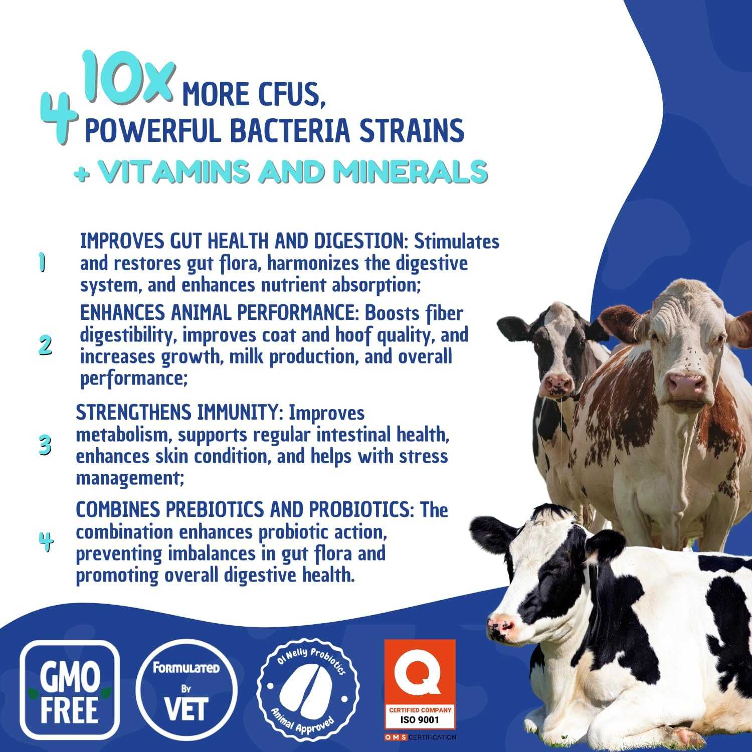 Ruminants Pre and Probiotic Paste with Vitamins and Minerals - 6 Strains, 8 Billion CFU - Immune and Gastro Health Support for Bovines, Goats & More - 80g