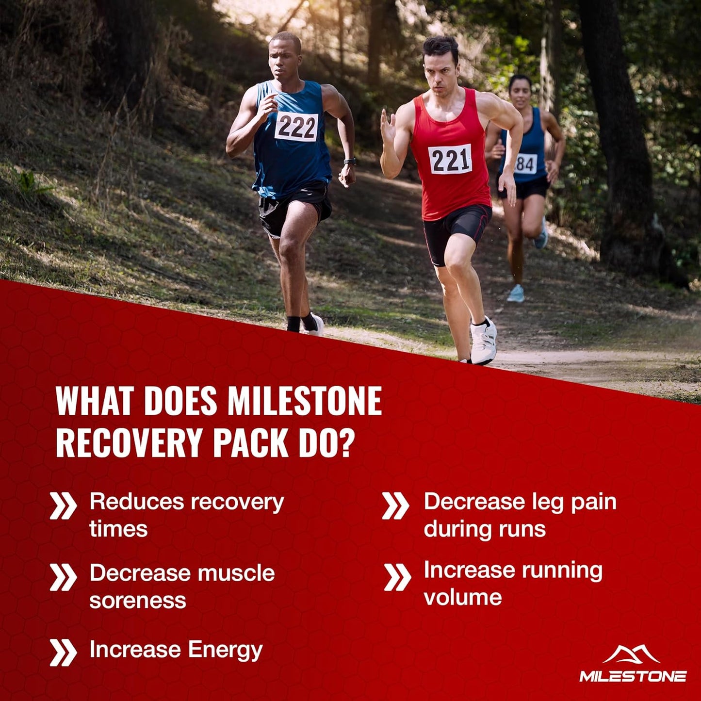 Running Recovery Pack - Boost Marathon Training Nutrition, Recover Faster & Enhance Energy Levels with Endurance Supplement - 60 Packets & 180 Capsules