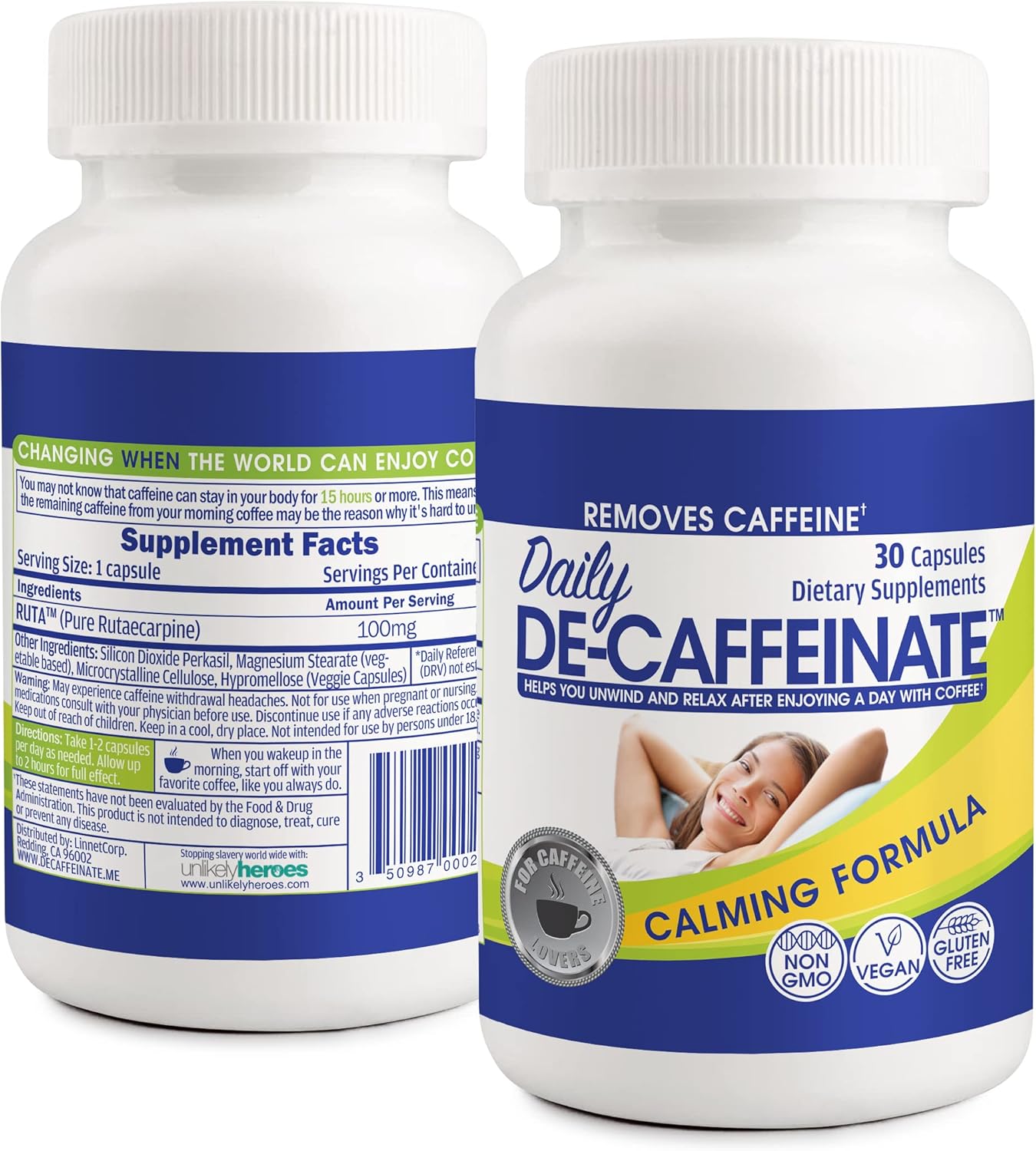 RUTA Daily De-Caffeinate: Powerful Natural Caffeine Reducer for Coffee Lovers, Promotes Better Sleep