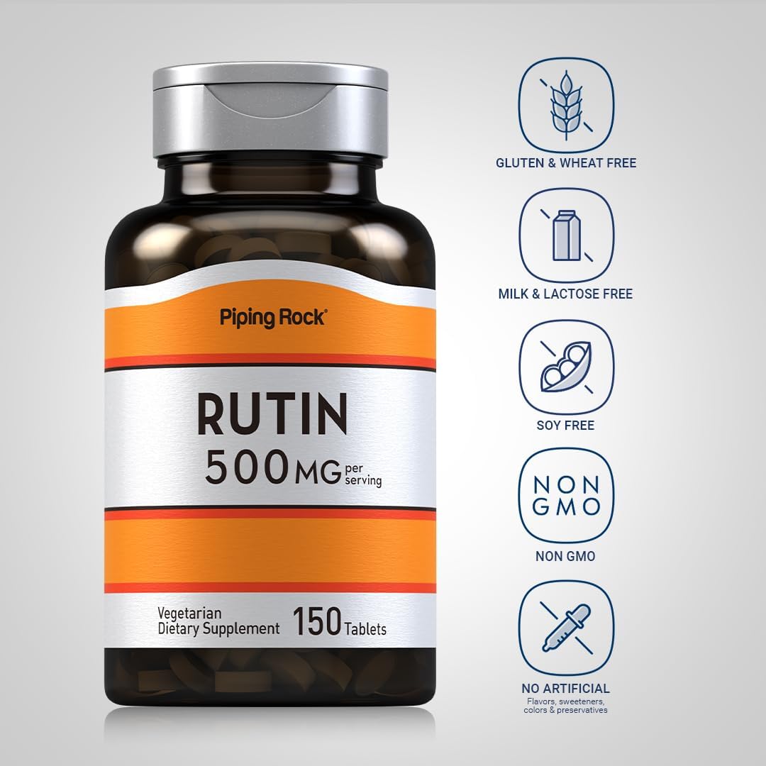 Rutin 500mg Tablets - Vegetarian, Non-GMO, Gluten Free Supplement by Piping Rock | 150 Count