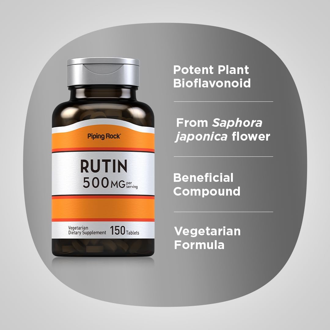 Rutin 500mg Tablets - Vegetarian, Non-GMO, Gluten Free Supplement by Piping Rock | 150 Count
