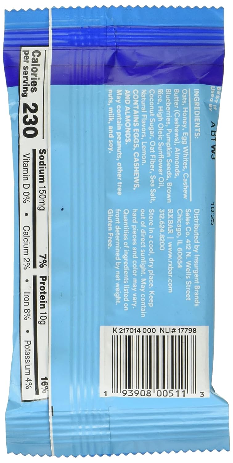 RXBAR Blueberry Protein Bar - Perfect Morning Snack, 1.9 OZ