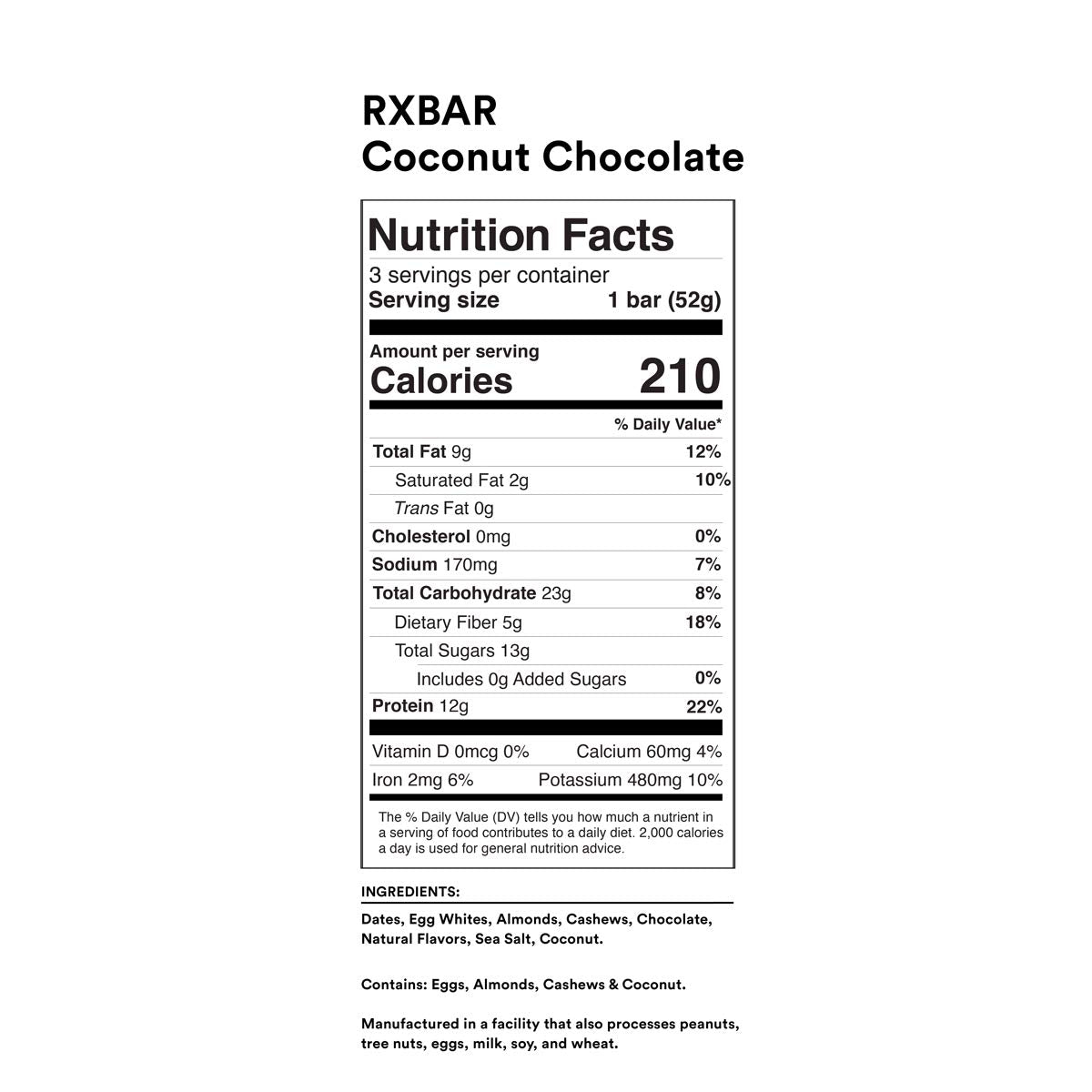 RXBAR Protein Bar Variety Pack - 1.83oz Bars, 6 Flavors - 12 Count Pack