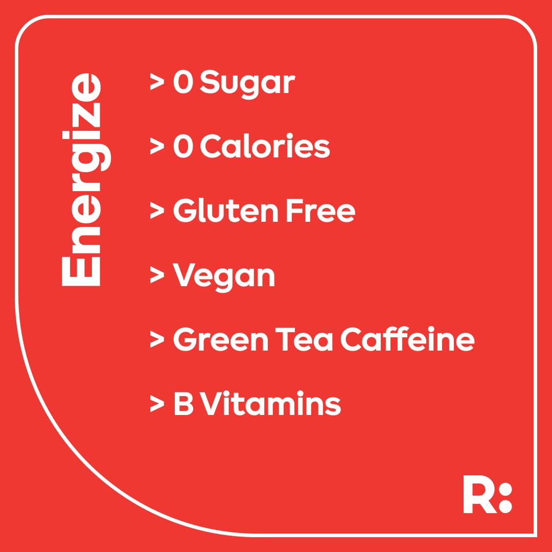 Ryde Tropical Flavor Energize Shot with Green Tea Caffeine, Taurine, Ginseng Extract & B Vitamins - 0 Calories, 0 Sugar - 2 FL OZ Shots - Energy Boost (24 Pack)