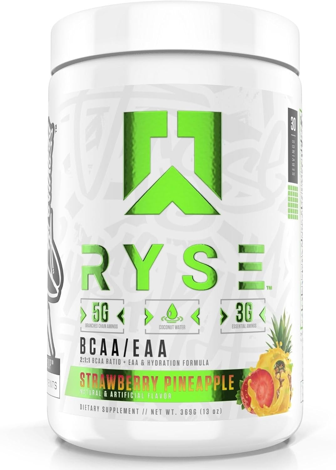 RYSE Core Series BCAA+EAA Supplement - 30 Servings, Strawberry Pineapple Flavor - 5g BCAAs, 3g EAAs - Recover, Hydrate, Build