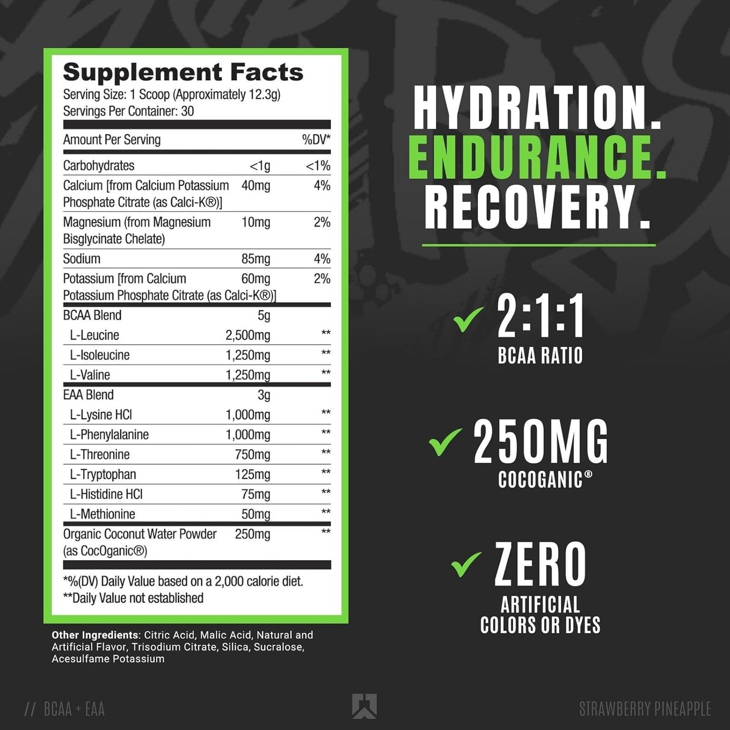 RYSE Core Series BCAA+EAA Supplement - 30 Servings, Strawberry Pineapple Flavor - 5g BCAAs, 3g EAAs - Recover, Hydrate, Build