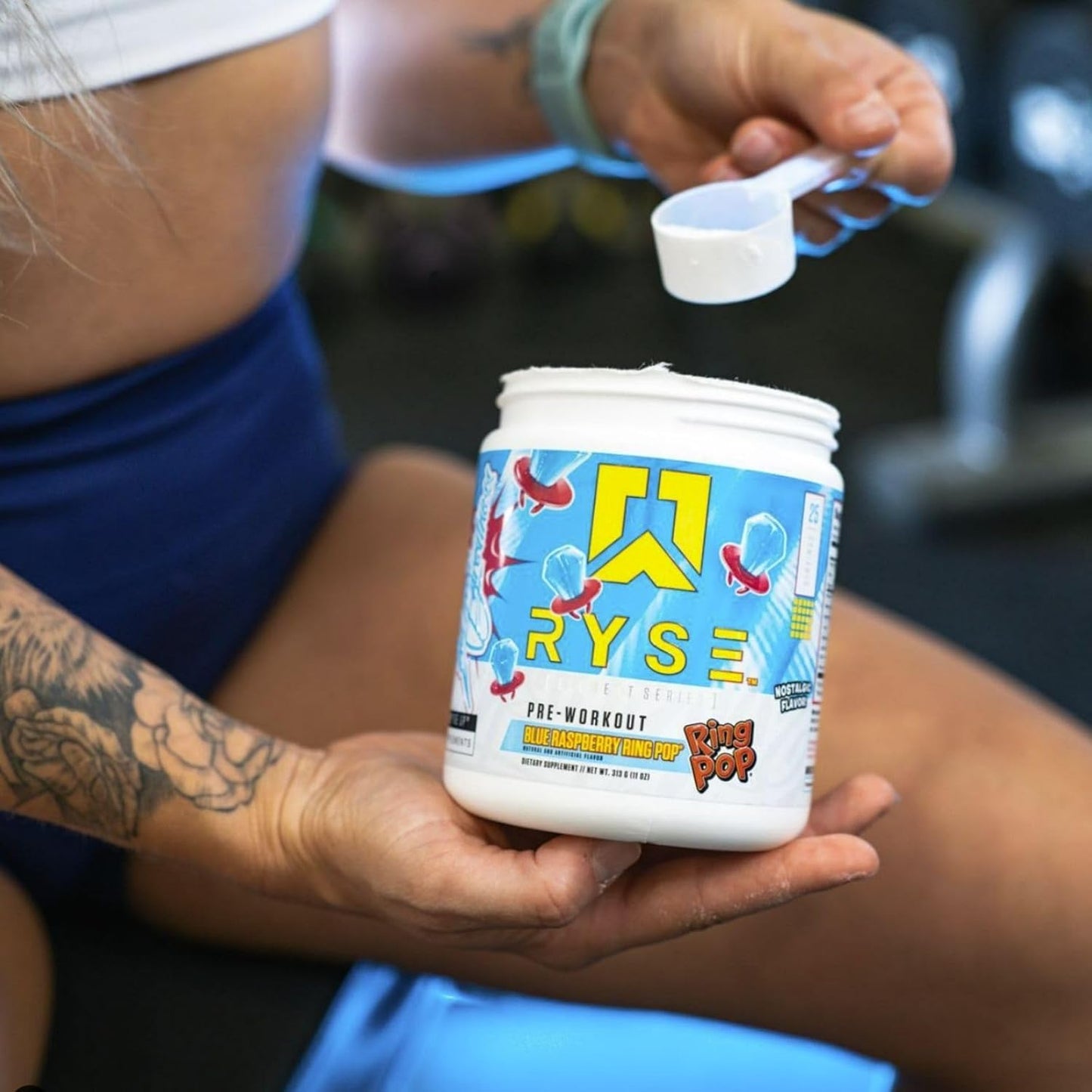 RYSE Element Series Pre-Workout Supplement - Blue Raspberry Ring Pop Flavor | Boost Energy & Performance with Beta Alanine, NO3-T Nitrates, 200mg Caffeine | 25 Servings