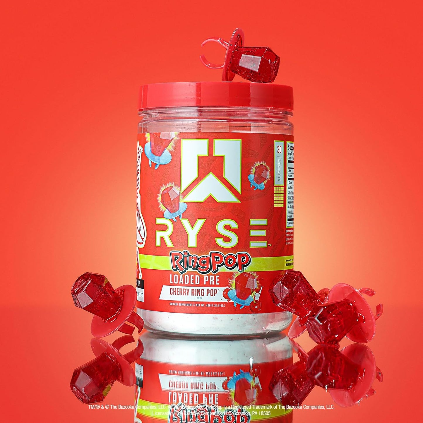 RYSE Loaded Pre Workout Powder Supplement for Men & Women | Cherry Ring Pop Flavor | Boost Energy, Focus, and Pump | 390mg Caffeine | 30 Servings