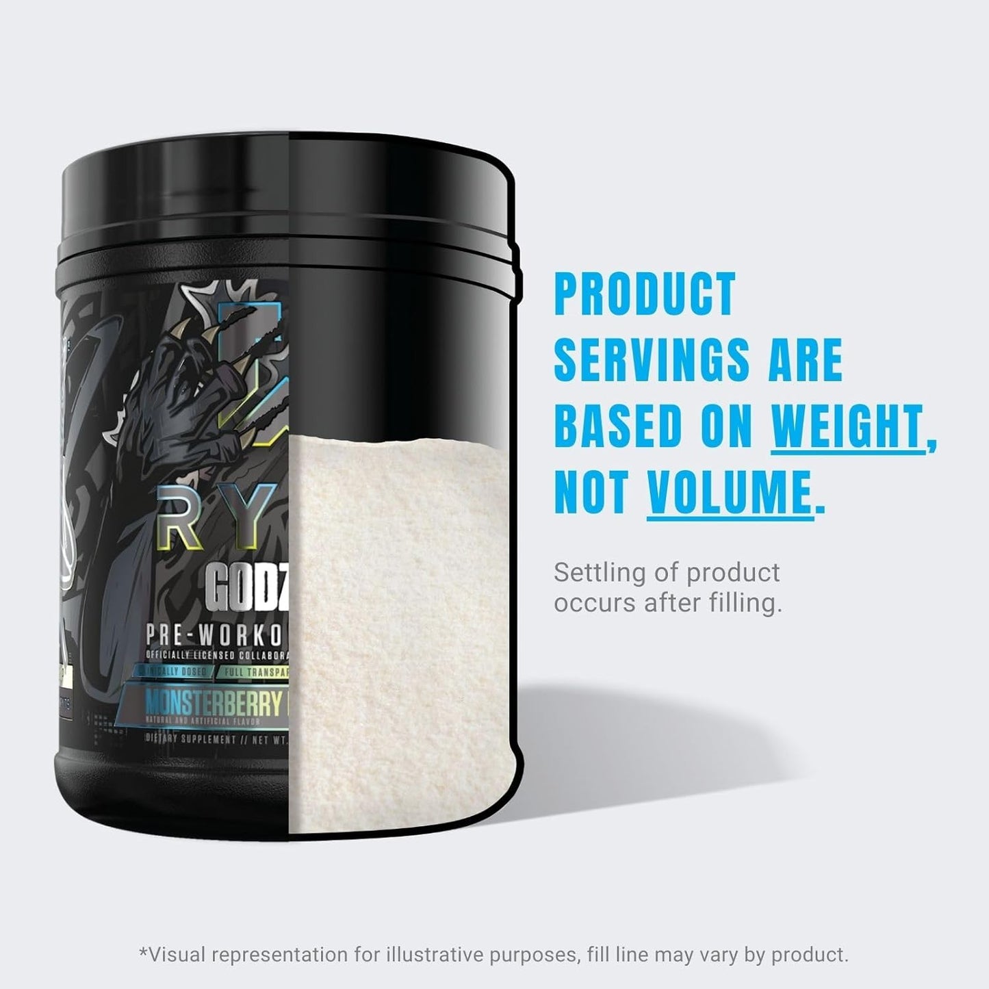 RYSE Noel Deyzel x Godzilla Pre Workout Supplement for Intense Pumps, Energy, & Focus - Citrulline, Beta Alanine, 400mg Caffeine - 40 Servings (Monsterberry Lime)