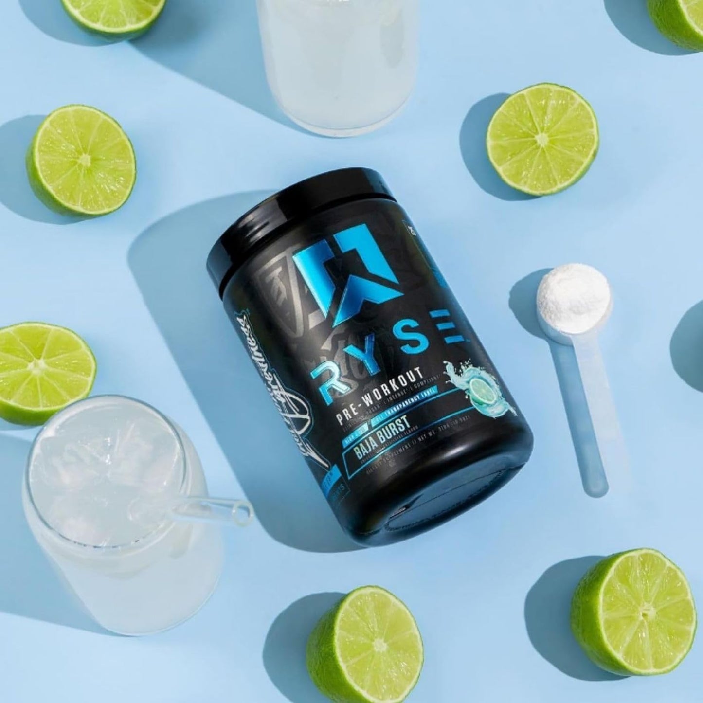 RYSE Project Blackout Pre Workout Supplement - Boost Pump, Energy, & Strength with Caffeine, Vitacholine, Nitrates, and Theobromine - 25 Servings (Baja Burst)
