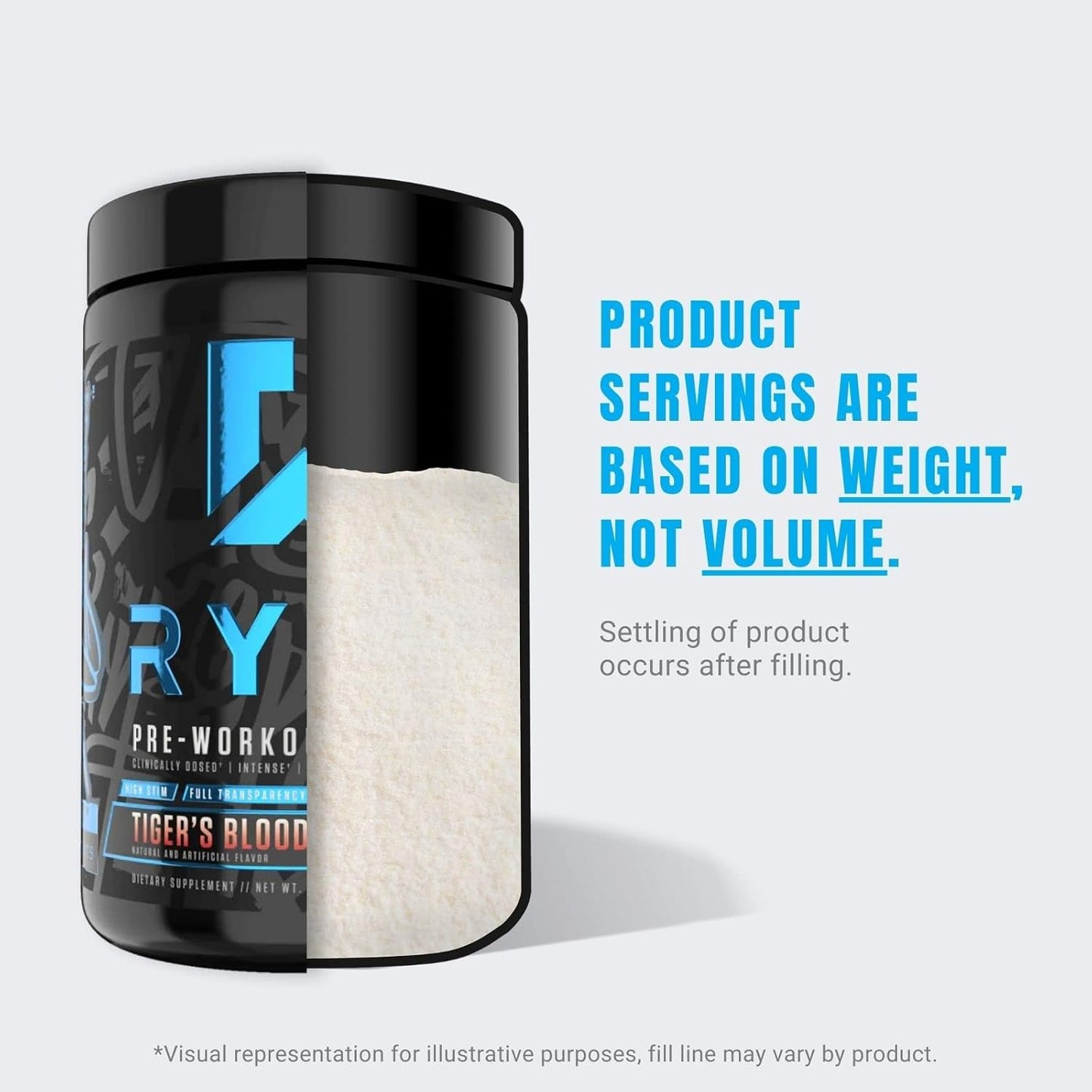 RYSE Project Blackout Pre Workout Supplement with Caffeine, Vitacholine, Nitrates, and Theobromine for Pump, Energy, and Strength - Tiger's Blood Flavor - 25 Servings