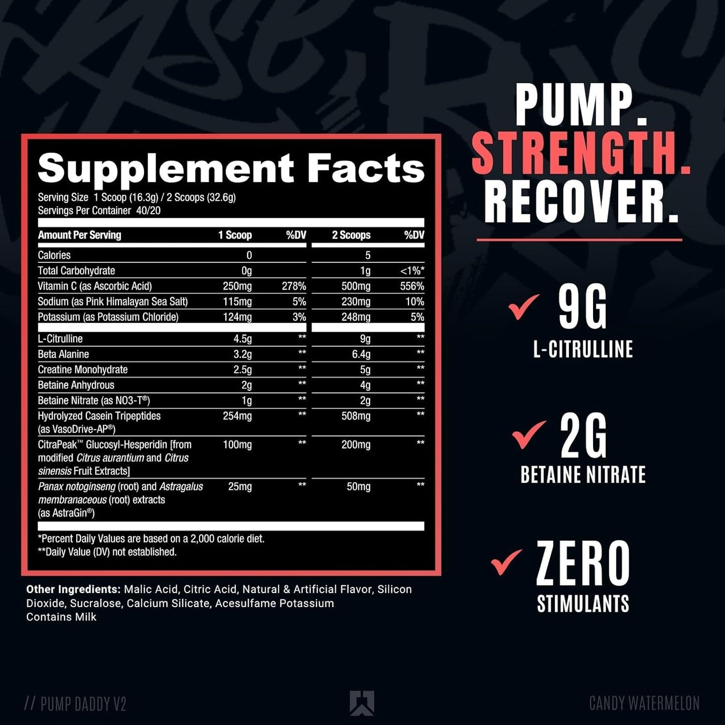 RYSE Signature Series Pump Daddy V2 Non Stim Pre-Workout Supplement by Noel Deyzel - Citrulline, Beta Alanine, Creatine - 40 Servings - Candy Watermelon Flavor