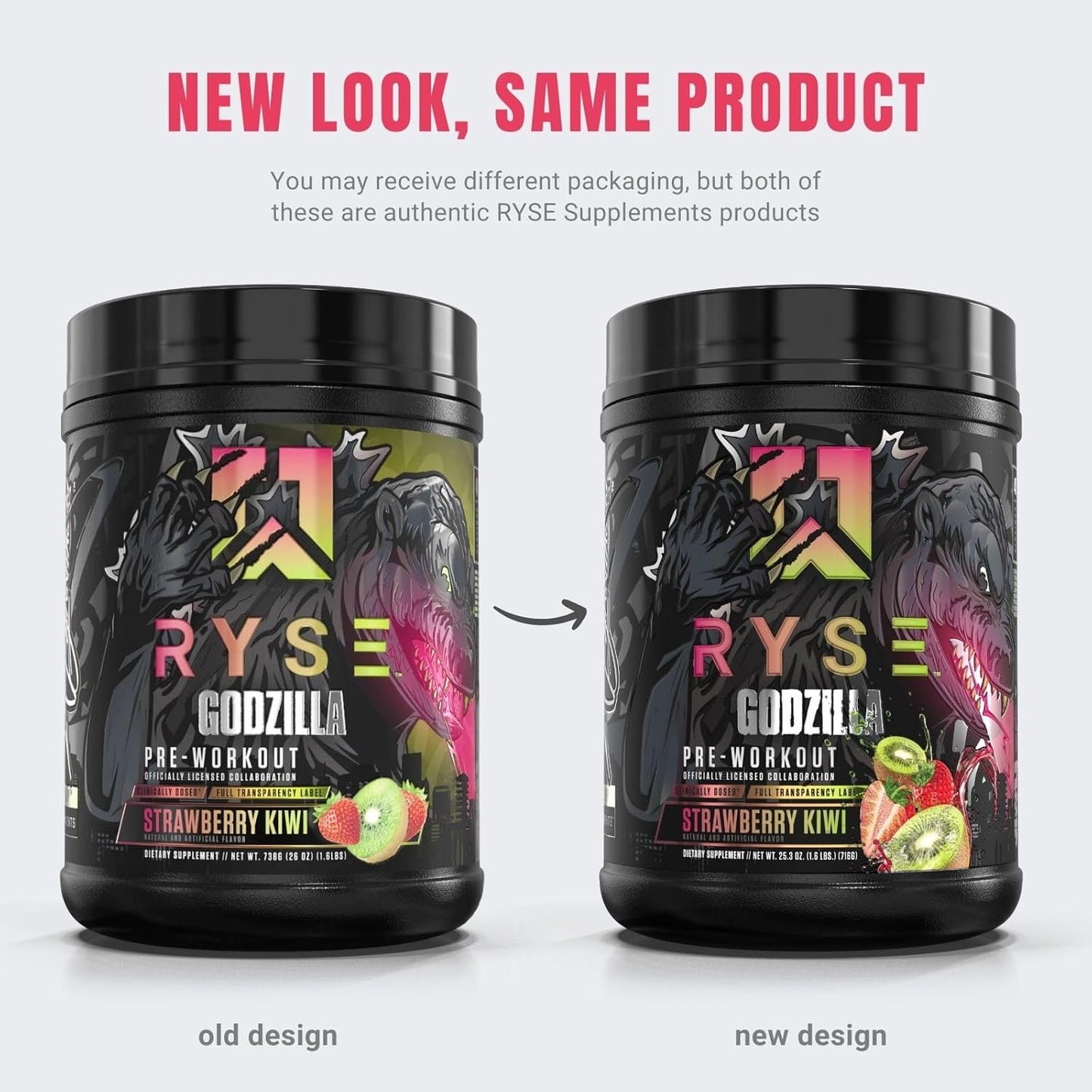 RYSE Up Godzilla Pre Workout by Noel Deyzel for Intense Energy & Focus with Citrulline, Beta Alanine, & 400mg Caffeine - 40 Servings