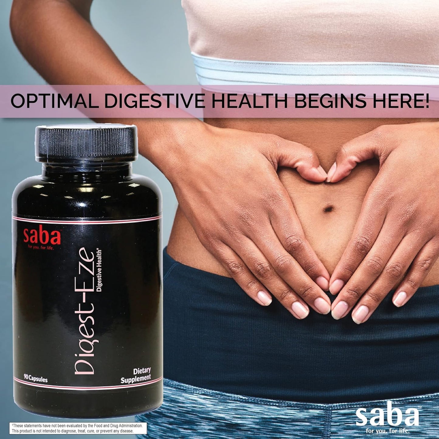 Saba Digestive-EZE Plus: Plant-Based Enzymes & Probiotics for Digestive Health - 60 Capsules