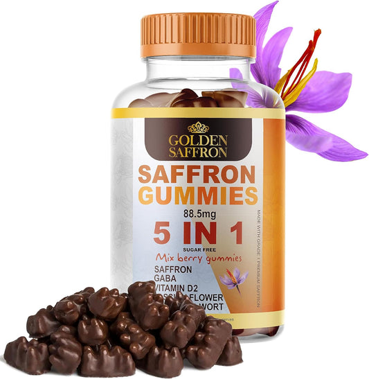 Saffron Gummies with GABA, Vitamin D2, and Herbal Extracts for Holistic Wellness - Vegan Cherries Flavor