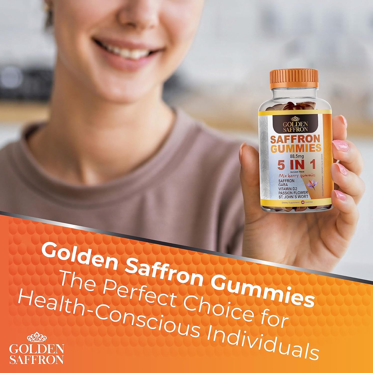 Saffron Gummies with GABA, Vitamin D2, and Herbal Extracts for Holistic Wellness - Vegan Cherries Flavor