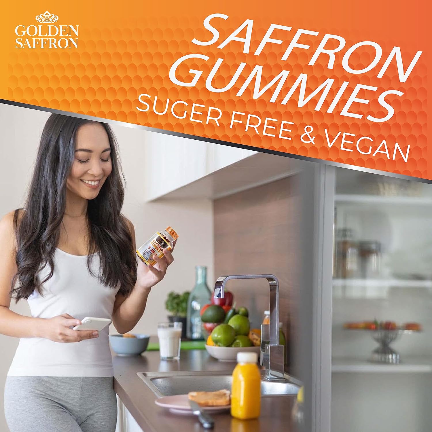 Saffron Gummies with GABA, Vitamin D2, and Herbal Extracts for Holistic Wellness - Vegan Cherries Flavor