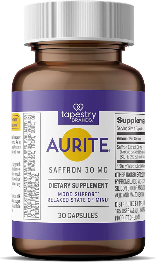 Saffron Supplement for Stress Management, Mood Support, and Memory | 30mg Saffron, Vegetarian, Non-GMO, Gluten-Free | 30 Count (1 Month Supply)