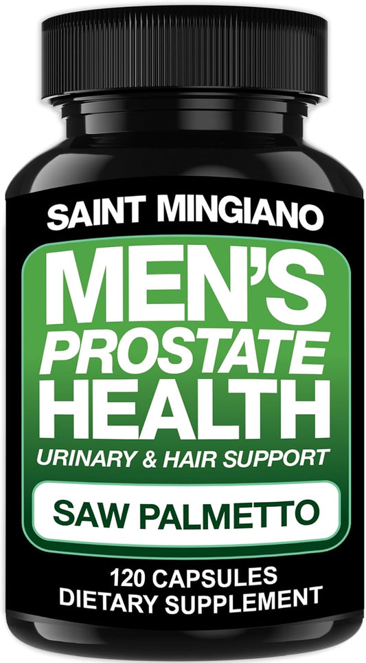 Saint Mingiano Men's Prostate Health Supplements - 120 Capsules with Saw Palmetto for Urinary & Hair Health - 3 Month Supply