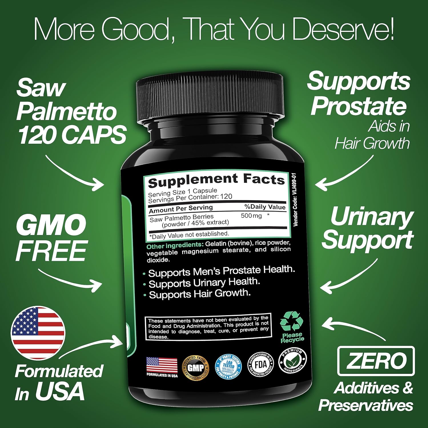 Saint Mingiano Men's Prostate Health Supplements - 120 Capsules with Saw Palmetto for Urinary & Hair Health - 3 Month Supply