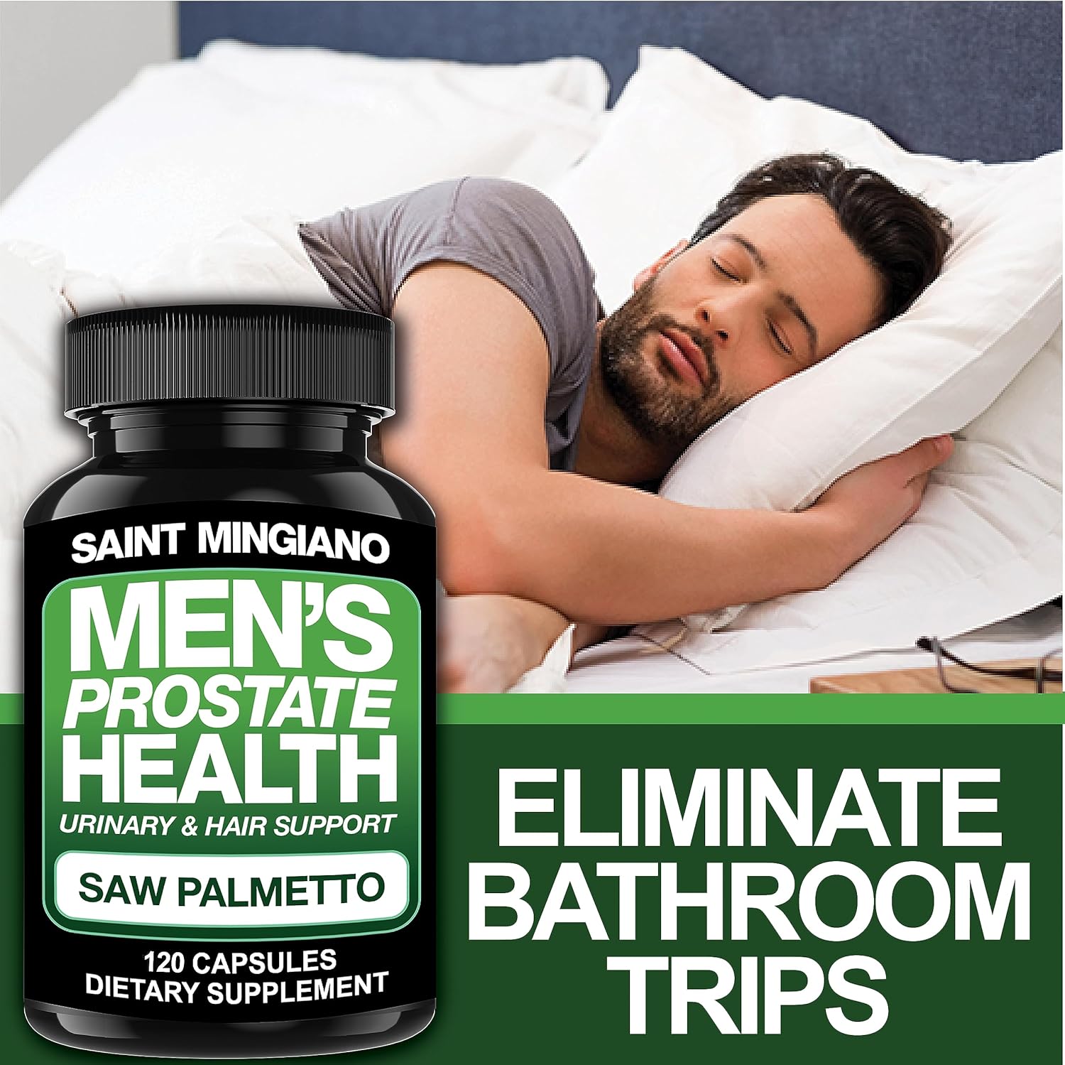 Saint Mingiano Men's Prostate Health Supplements - 120 Capsules with Saw Palmetto for Urinary & Hair Health - 3 Month Supply
