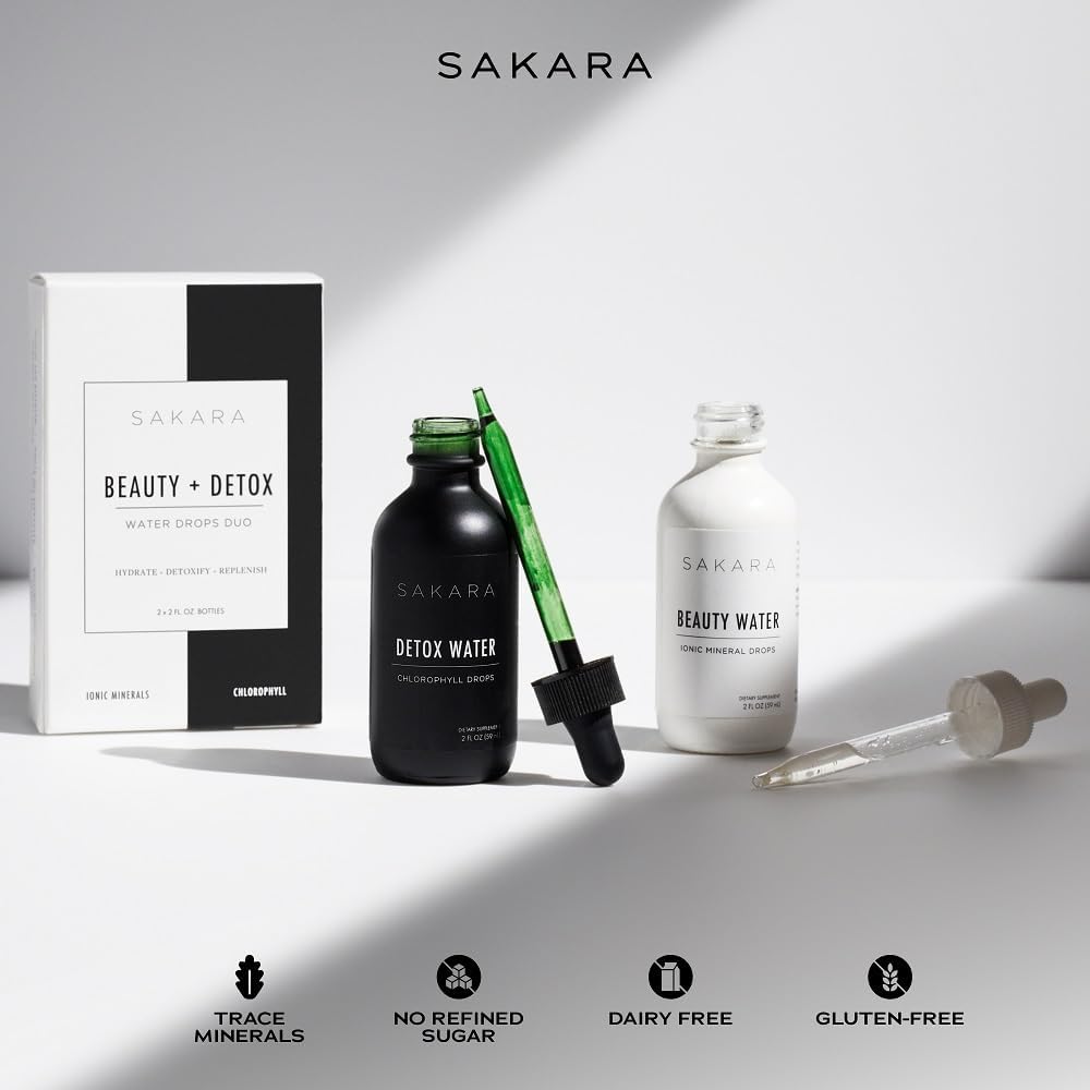 Sakara Beauty Water Drops - Liquid Chlorophyll & Trace Minerals Supplement for Detox, 60 Servings