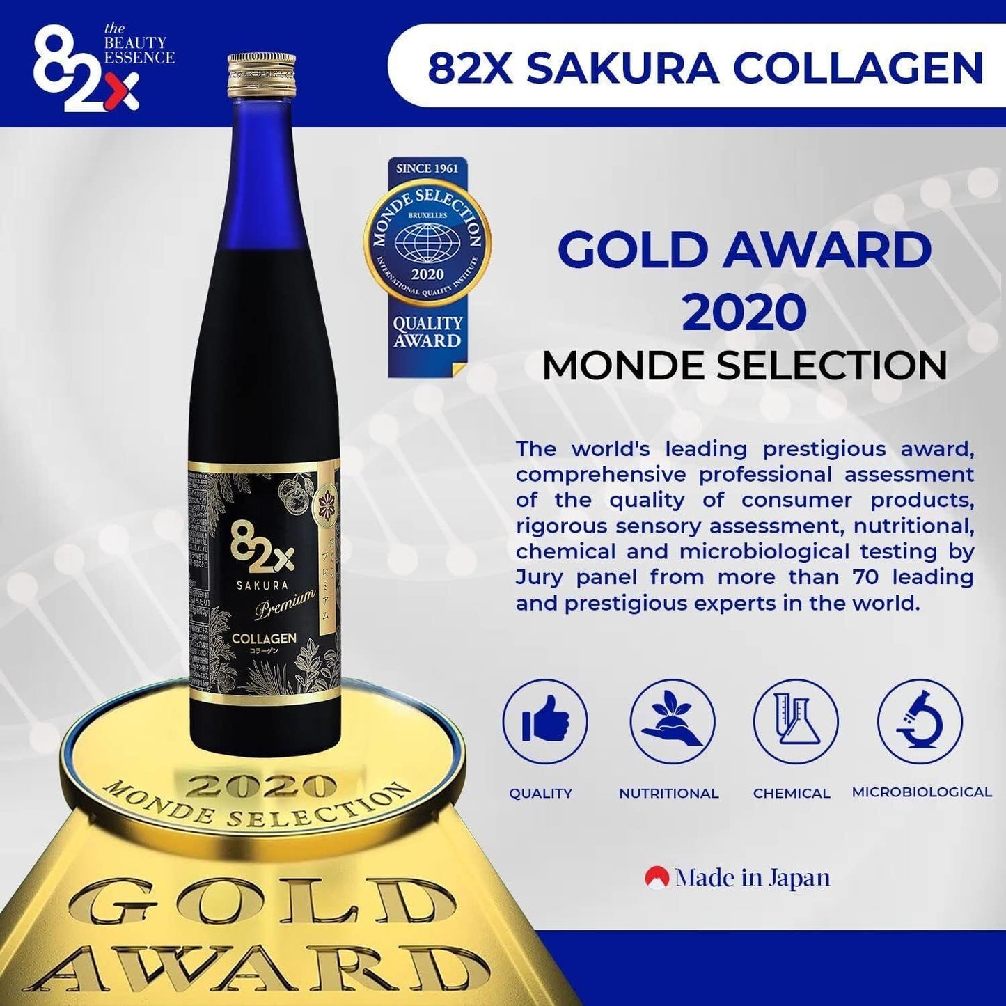 Sakura Collagen Liquid Drink with Marine Fish Tuna Peptides for Skin, Hair & Nails - 82X Fermented Plants, Vitamins & Minerals - 3 Pack