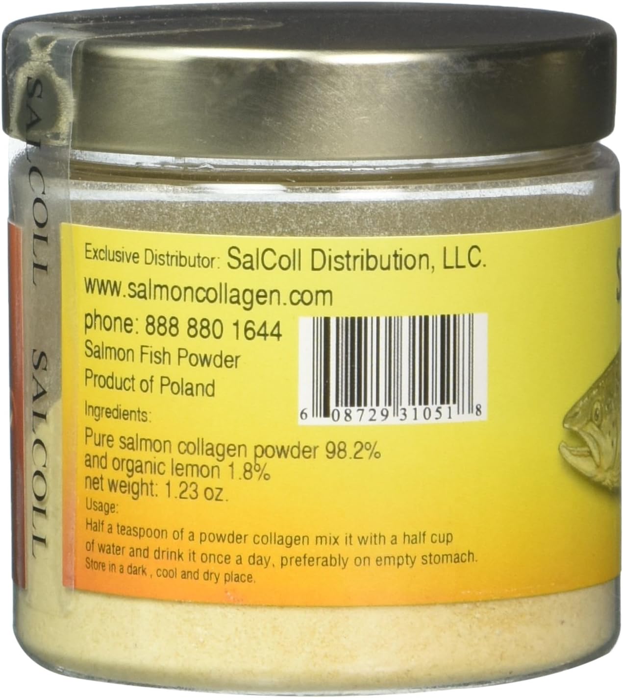 Salcoll Marine Collagen Peptides Powder - Bioactive Anti-Aging Supplement for Skin, Hair, Nails & Joints - 1 Month Supply - 1.23 oz